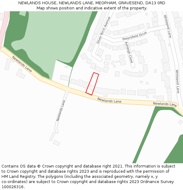 NEWLANDS HOUSE, NEWLANDS LANE, MEOPHAM, GRAVESEND, DA13 0RD: Location map and indicative extent of plot