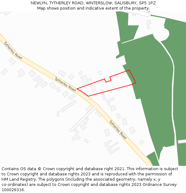 NEWLYN, TYTHERLEY ROAD, WINTERSLOW, SALISBURY, SP5 1PZ: Location map and indicative extent of plot