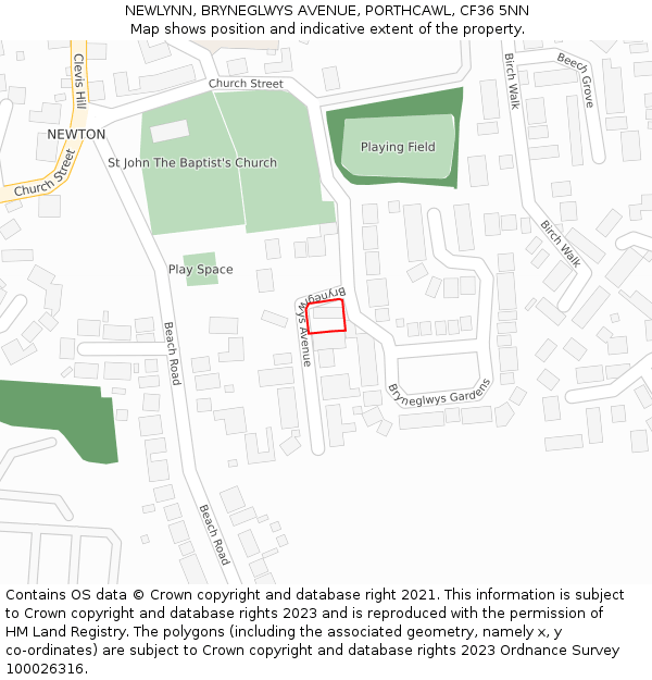 NEWLYNN, BRYNEGLWYS AVENUE, PORTHCAWL, CF36 5NN: Location map and indicative extent of plot