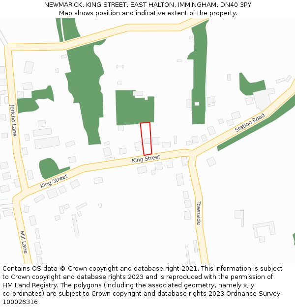 NEWMARICK, KING STREET, EAST HALTON, IMMINGHAM, DN40 3PY: Location map and indicative extent of plot