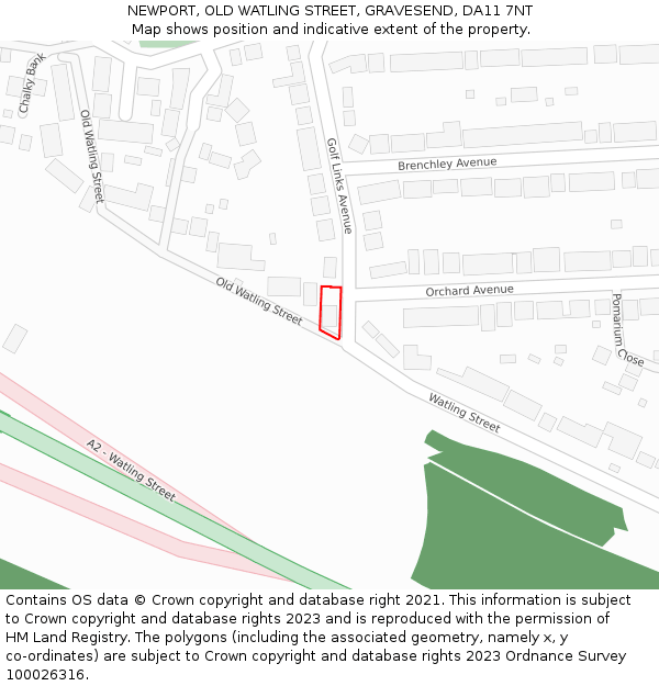 NEWPORT, OLD WATLING STREET, GRAVESEND, DA11 7NT: Location map and indicative extent of plot