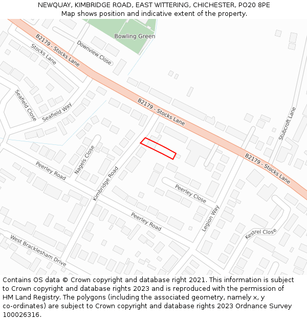 NEWQUAY, KIMBRIDGE ROAD, EAST WITTERING, CHICHESTER, PO20 8PE: Location map and indicative extent of plot