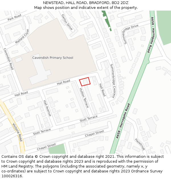 NEWSTEAD, HALL ROAD, BRADFORD, BD2 2DZ: Location map and indicative extent of plot