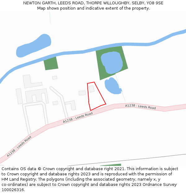 NEWTON GARTH, LEEDS ROAD, THORPE WILLOUGHBY, SELBY, YO8 9SE: Location map and indicative extent of plot