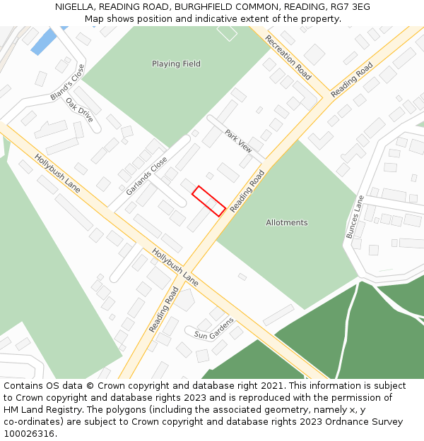 NIGELLA, READING ROAD, BURGHFIELD COMMON, READING, RG7 3EG: Location map and indicative extent of plot