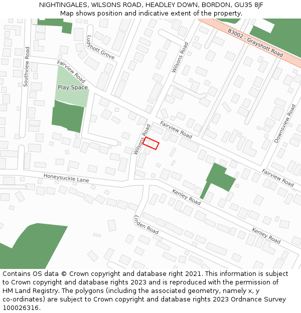 NIGHTINGALES, WILSONS ROAD, HEADLEY DOWN, BORDON, GU35 8JF: Location map and indicative extent of plot