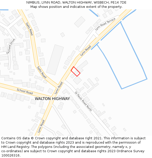 NIMBUS, LYNN ROAD, WALTON HIGHWAY, WISBECH, PE14 7DE: Location map and indicative extent of plot