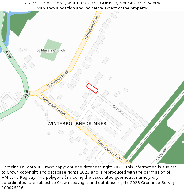 NINEVEH, SALT LANE, WINTERBOURNE GUNNER, SALISBURY, SP4 6LW: Location map and indicative extent of plot