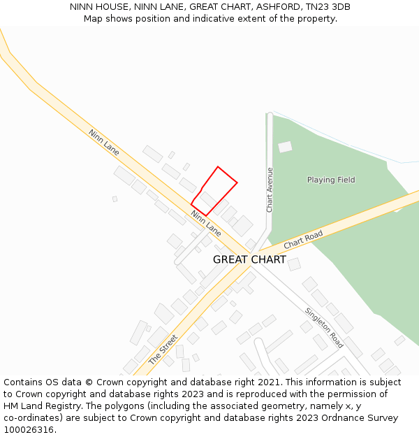 NINN HOUSE, NINN LANE, GREAT CHART, ASHFORD, TN23 3DB: Location map and indicative extent of plot