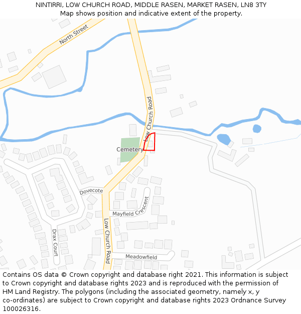 NINTIRRI, LOW CHURCH ROAD, MIDDLE RASEN, MARKET RASEN, LN8 3TY: Location map and indicative extent of plot