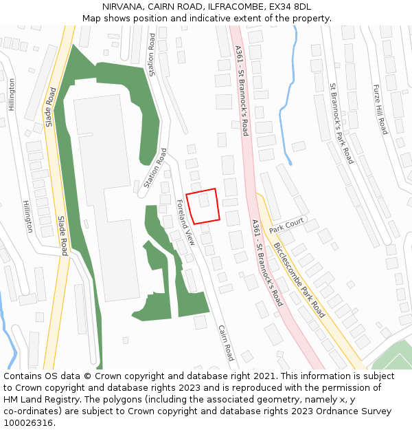 NIRVANA, CAIRN ROAD, ILFRACOMBE, EX34 8DL: Location map and indicative extent of plot