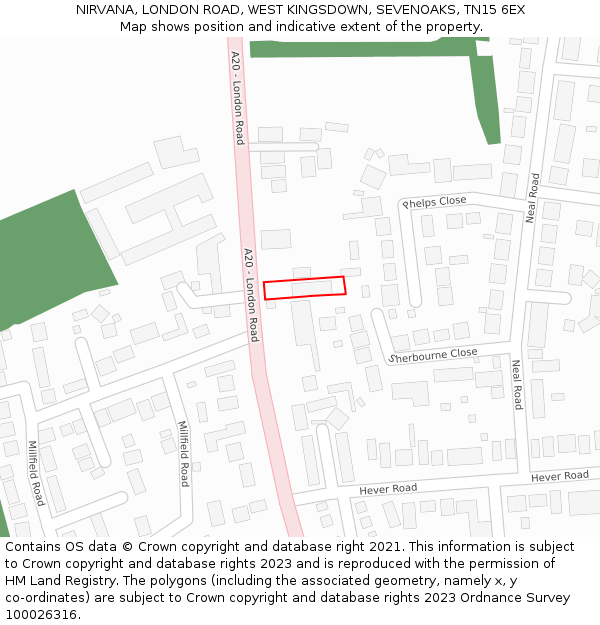 NIRVANA, LONDON ROAD, WEST KINGSDOWN, SEVENOAKS, TN15 6EX: Location map and indicative extent of plot