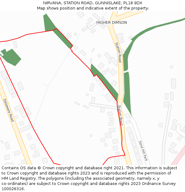 NIRVANA, STATION ROAD, GUNNISLAKE, PL18 9DX: Location map and indicative extent of plot