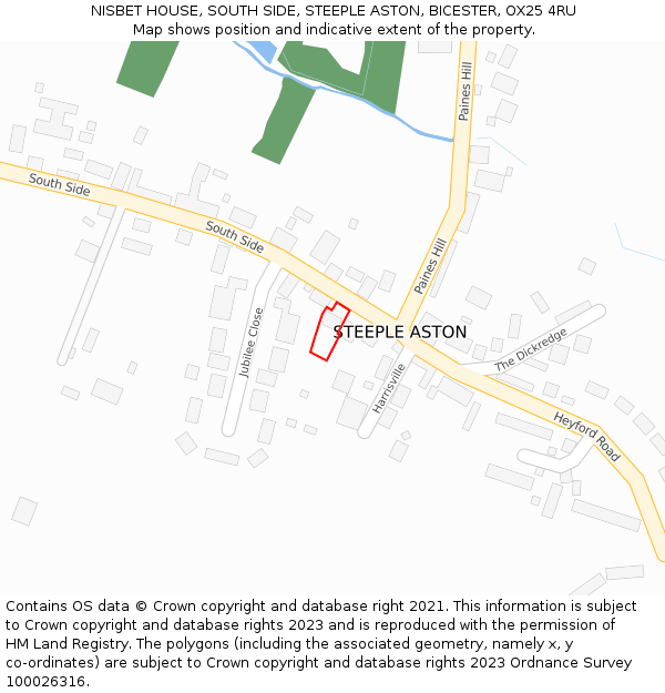 NISBET HOUSE, SOUTH SIDE, STEEPLE ASTON, BICESTER, OX25 4RU: Location map and indicative extent of plot