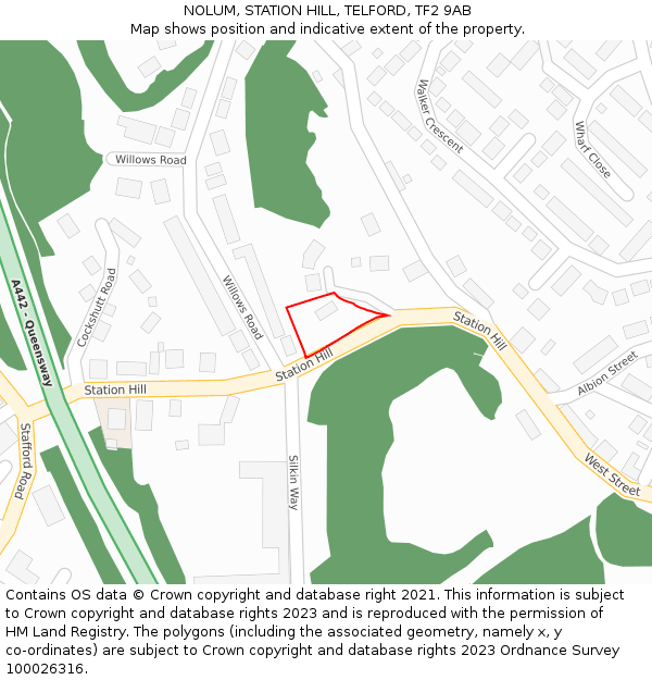 NOLUM, STATION HILL, TELFORD, TF2 9AB: Location map and indicative extent of plot