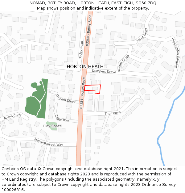 NOMAD, BOTLEY ROAD, HORTON HEATH, EASTLEIGH, SO50 7DQ: Location map and indicative extent of plot