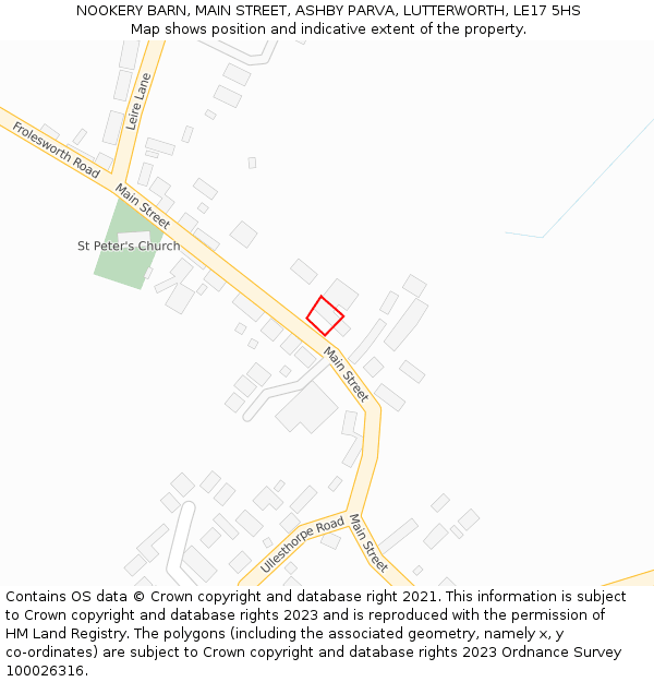NOOKERY BARN, MAIN STREET, ASHBY PARVA, LUTTERWORTH, LE17 5HS: Location map and indicative extent of plot