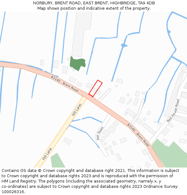 NORBURY, BRENT ROAD, EAST BRENT, HIGHBRIDGE, TA9 4DB: Location map and indicative extent of plot