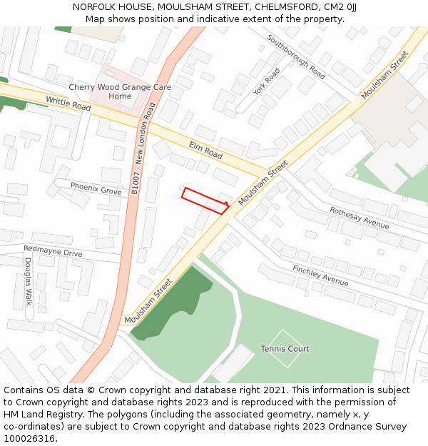 NORFOLK HOUSE, MOULSHAM STREET, CHELMSFORD, CM2 0JJ: Location map and indicative extent of plot