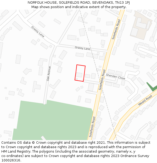 NORFOLK HOUSE, SOLEFIELDS ROAD, SEVENOAKS, TN13 1PJ: Location map and indicative extent of plot
