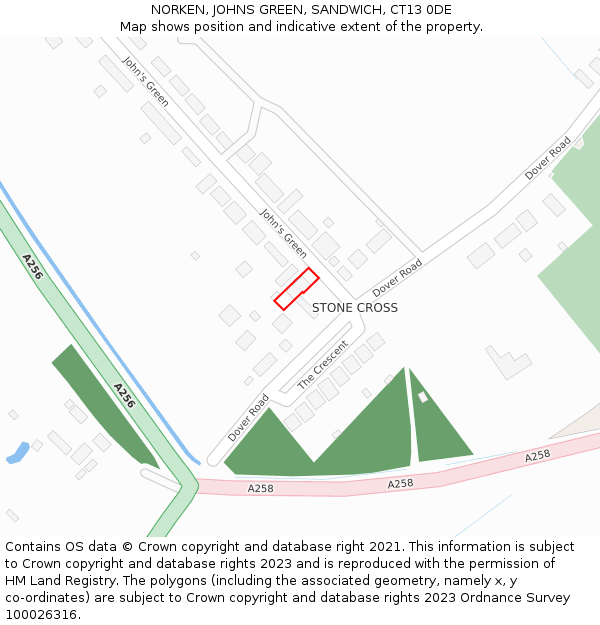 NORKEN, JOHNS GREEN, SANDWICH, CT13 0DE: Location map and indicative extent of plot