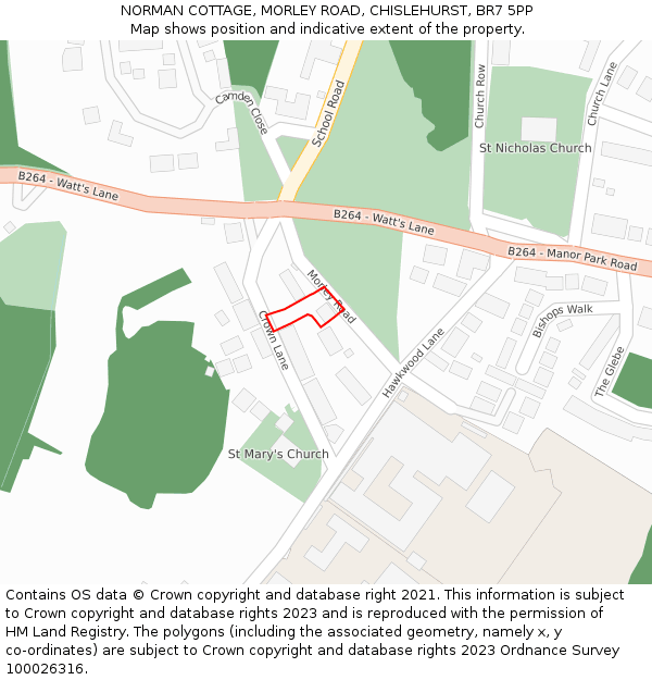 NORMAN COTTAGE, MORLEY ROAD, CHISLEHURST, BR7 5PP: Location map and indicative extent of plot