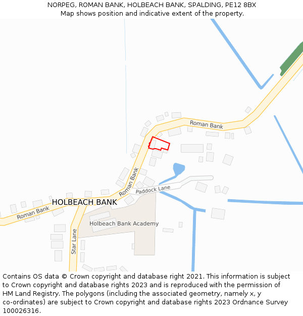 NORPEG, ROMAN BANK, HOLBEACH BANK, SPALDING, PE12 8BX: Location map and indicative extent of plot