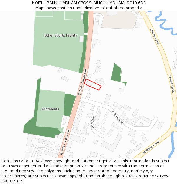 NORTH BANK, HADHAM CROSS, MUCH HADHAM, SG10 6DE: Location map and indicative extent of plot