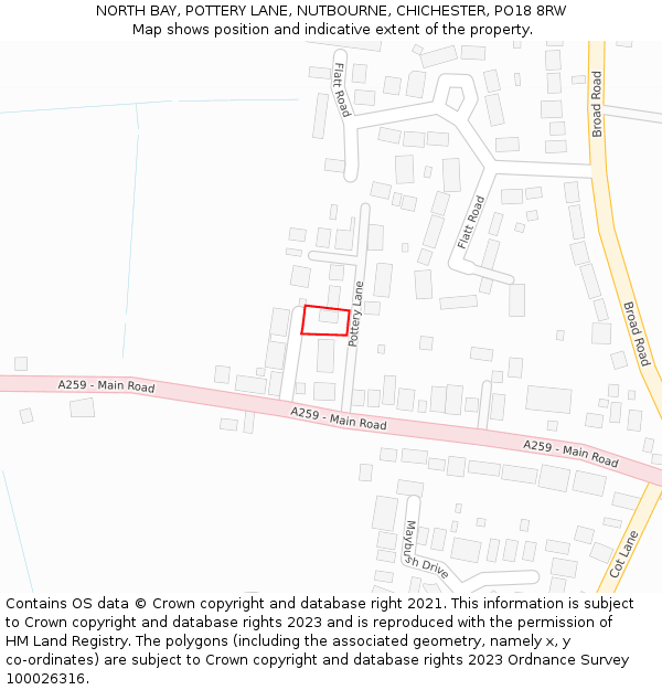 NORTH BAY, POTTERY LANE, NUTBOURNE, CHICHESTER, PO18 8RW: Location map and indicative extent of plot