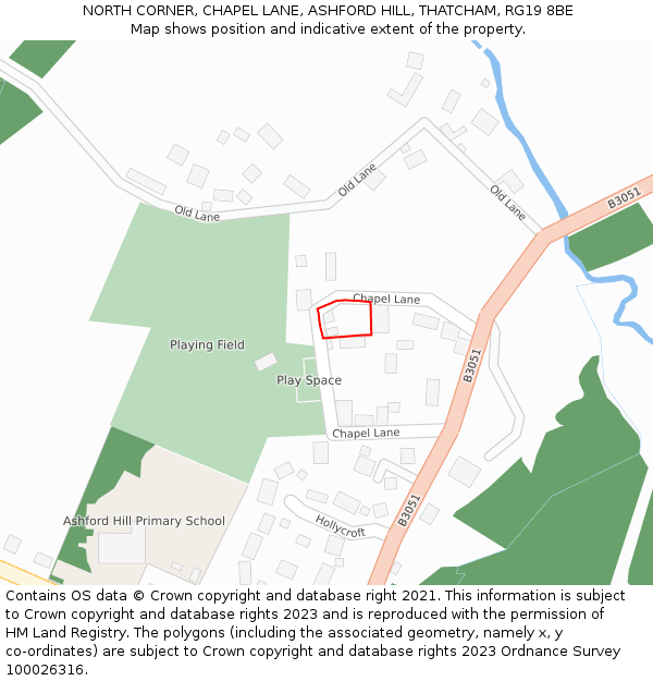 NORTH CORNER, CHAPEL LANE, ASHFORD HILL, THATCHAM, RG19 8BE: Location map and indicative extent of plot