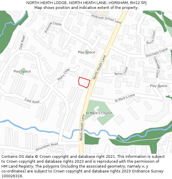 NORTH HEATH LODGE, NORTH HEATH LANE, HORSHAM, RH12 5PJ: Location map and indicative extent of plot