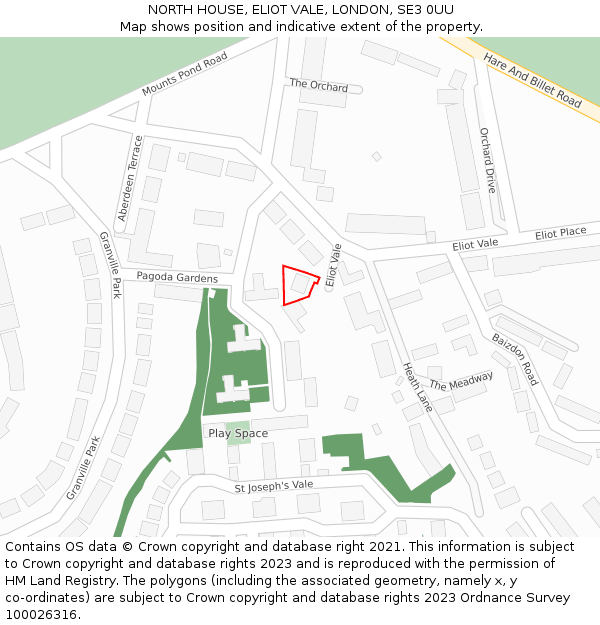 NORTH HOUSE, ELIOT VALE, LONDON, SE3 0UU: Location map and indicative extent of plot