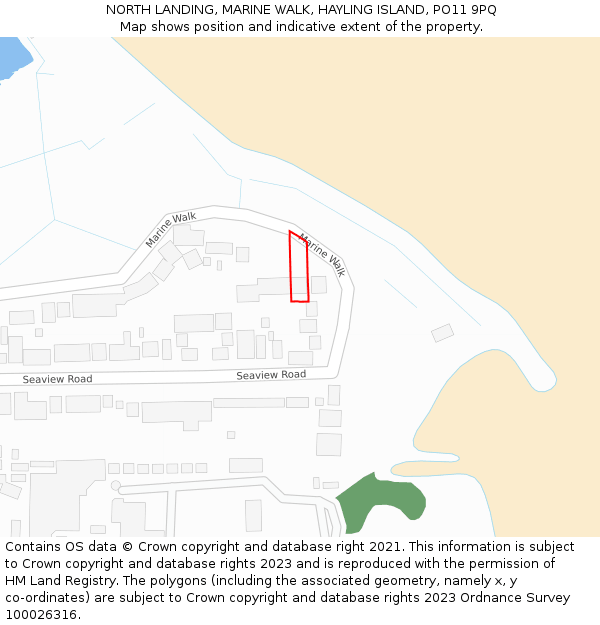 NORTH LANDING, MARINE WALK, HAYLING ISLAND, PO11 9PQ: Location map and indicative extent of plot