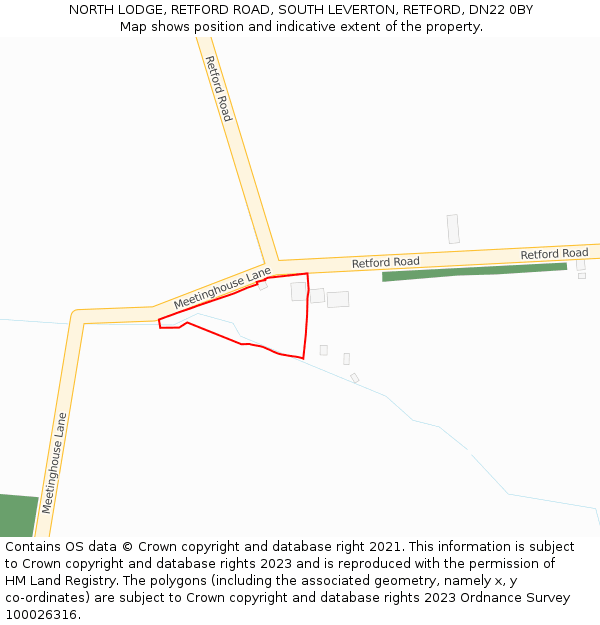 NORTH LODGE, RETFORD ROAD, SOUTH LEVERTON, RETFORD, DN22 0BY: Location map and indicative extent of plot