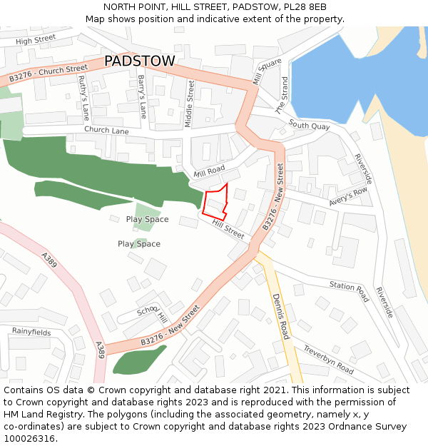 NORTH POINT, HILL STREET, PADSTOW, PL28 8EB: Location map and indicative extent of plot