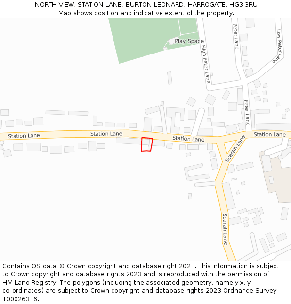 NORTH VIEW, STATION LANE, BURTON LEONARD, HARROGATE, HG3 3RU: Location map and indicative extent of plot