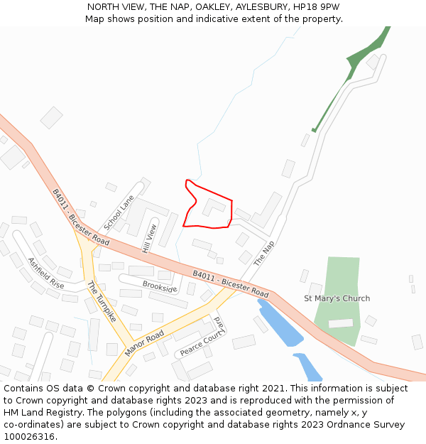 NORTH VIEW, THE NAP, OAKLEY, AYLESBURY, HP18 9PW: Location map and indicative extent of plot