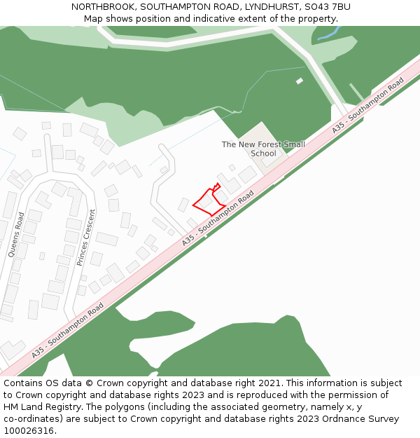 NORTHBROOK, SOUTHAMPTON ROAD, LYNDHURST, SO43 7BU: Location map and indicative extent of plot