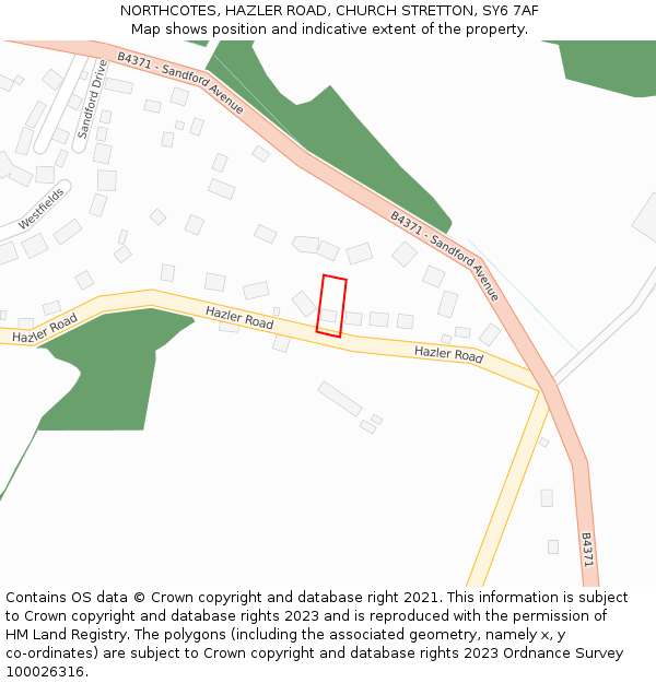 NORTHCOTES, HAZLER ROAD, CHURCH STRETTON, SY6 7AF: Location map and indicative extent of plot