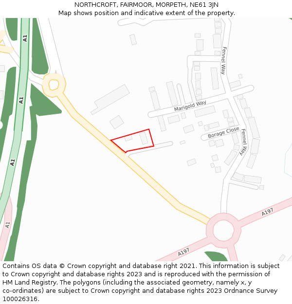 NORTHCROFT, FAIRMOOR, MORPETH, NE61 3JN: Location map and indicative extent of plot