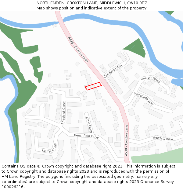 NORTHENDEN, CROXTON LANE, MIDDLEWICH, CW10 9EZ: Location map and indicative extent of plot