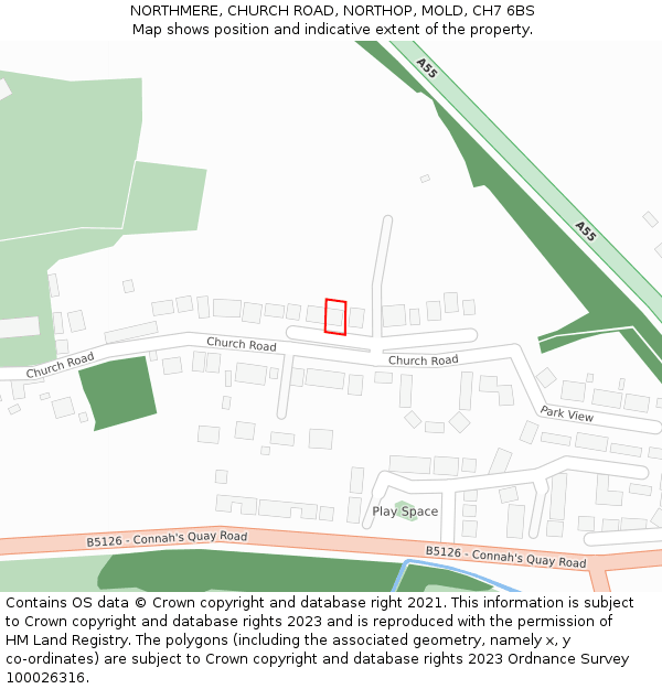 NORTHMERE, CHURCH ROAD, NORTHOP, MOLD, CH7 6BS: Location map and indicative extent of plot