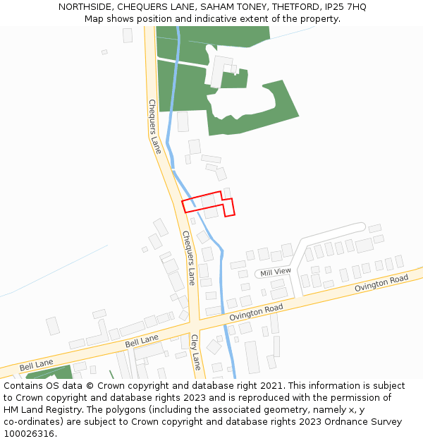 NORTHSIDE, CHEQUERS LANE, SAHAM TONEY, THETFORD, IP25 7HQ: Location map and indicative extent of plot