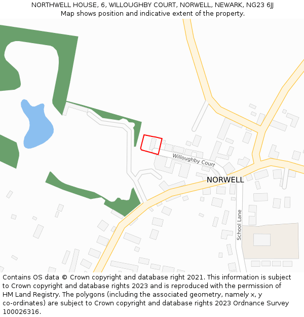 NORTHWELL HOUSE, 6, WILLOUGHBY COURT, NORWELL, NEWARK, NG23 6JJ: Location map and indicative extent of plot