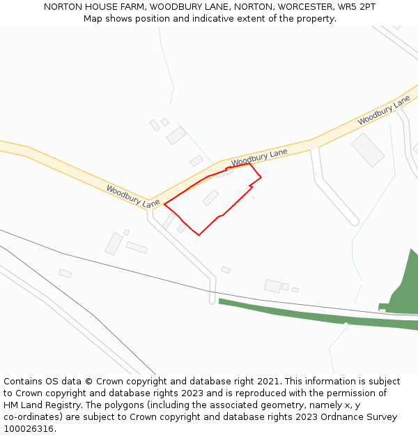NORTON HOUSE FARM, WOODBURY LANE, NORTON, WORCESTER, WR5 2PT: Location map and indicative extent of plot