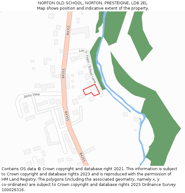 NORTON OLD SCHOOL, NORTON, PRESTEIGNE, LD8 2EL: Location map and indicative extent of plot