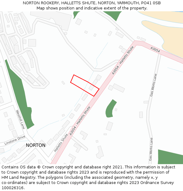 NORTON ROOKERY, HALLETTS SHUTE, NORTON, YARMOUTH, PO41 0SB: Location map and indicative extent of plot