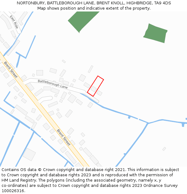 NORTONBURY, BATTLEBOROUGH LANE, BRENT KNOLL, HIGHBRIDGE, TA9 4DS: Location map and indicative extent of plot