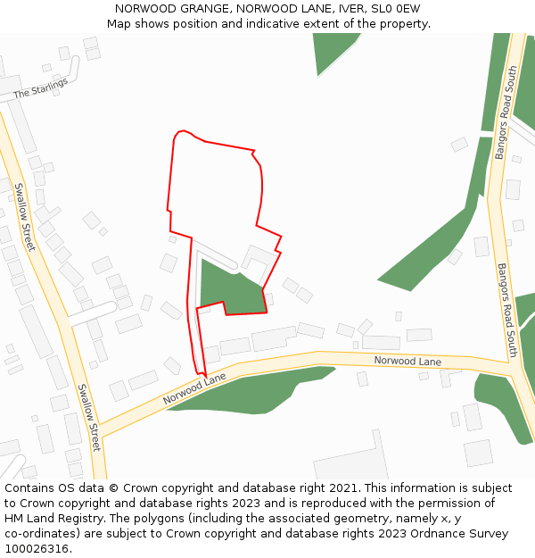 NORWOOD GRANGE, NORWOOD LANE, IVER, SL0 0EW: Location map and indicative extent of plot