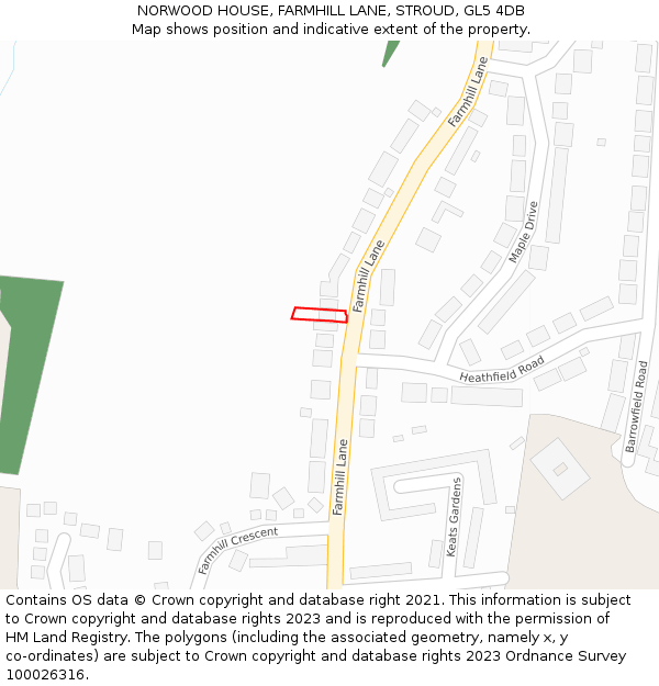 NORWOOD HOUSE, FARMHILL LANE, STROUD, GL5 4DB: Location map and indicative extent of plot